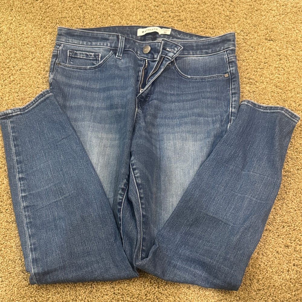 Athleta Dark Blue Skinny Jeans with Faded Front